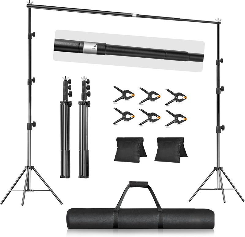 EMART 10x8.5FT Backdrop Stand, Photo Video Studio Adjustable&Lockable Heavy Duty Background Support System Kit with 6 Backdrop Clamps, 2 Sandbag and Carry Bag for Photography, Parties, Wedding, Video - Image 1